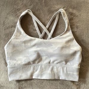 Lululemon energy longline Ribbed Bra camouflage white and gray, size 6